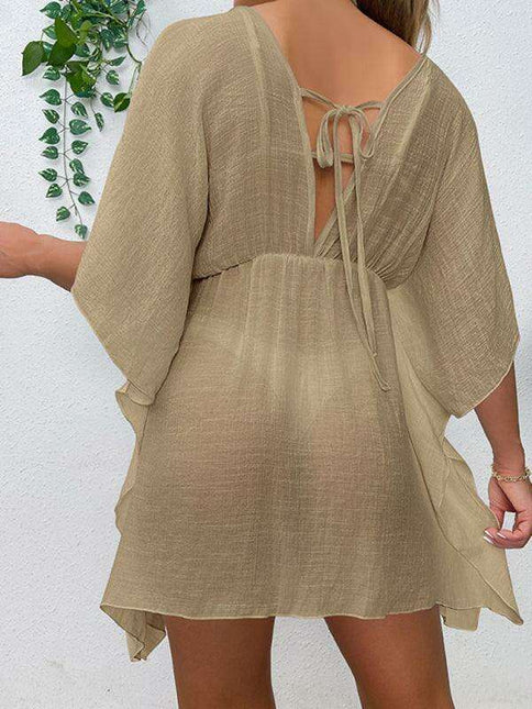 Elegant UV-Blocking Beach Cover-Up with Customizable Waist Tie