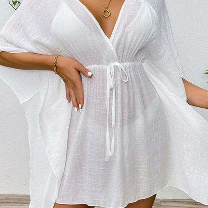 Elegant UV-Blocking Beach Cover-Up with Customizable Waist Tie