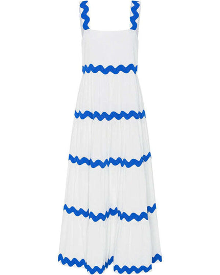 Simple design sexy corrugated tube top oversized suspender skirt