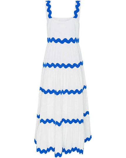 Simple design sexy corrugated tube top oversized suspender skirt