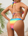 Rainbow Bliss Women's Technicolor 3-Piece Bikini Set - Vibrant Summer Fun
