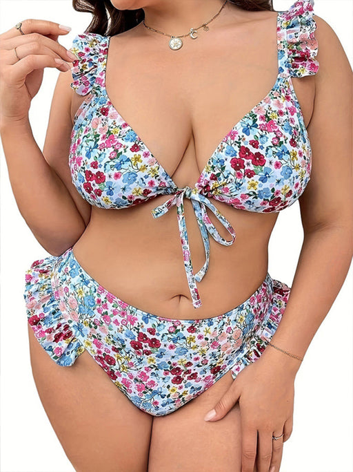 Floral Lace Plus Size Bikini - Stylish Swimwear Set with Lace Detail