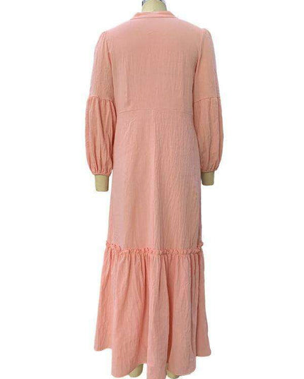 Bohemian Chic V-Neck Puff Sleeve Summer Dress for Effortless Elegance