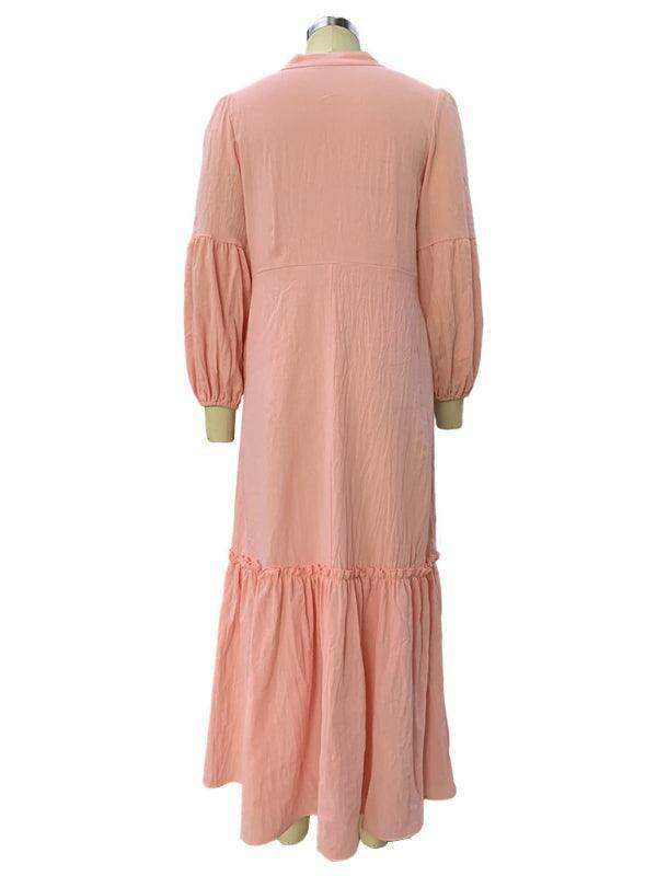Bohemian Chic V-Neck Puff Sleeve Summer Dress for Effortless Elegance