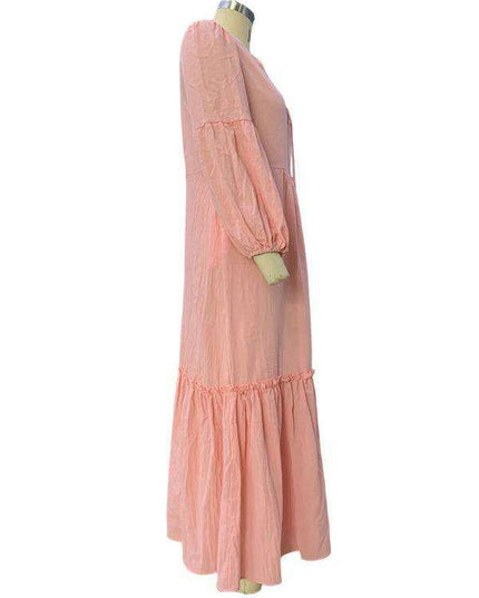 Bohemian Chic V-Neck Puff Sleeve Summer Dress for Effortless Elegance