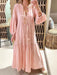 Bohemian Chic V-Neck Puff Sleeve Summer Dress for Effortless Elegance