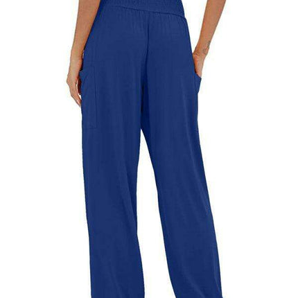 Chic High-Waisted Wide-Leg Trousers with Elastic Waistband for Women