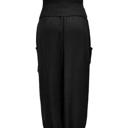 Chic High-Waisted Wide-Leg Trousers with Elastic Waistband for Women