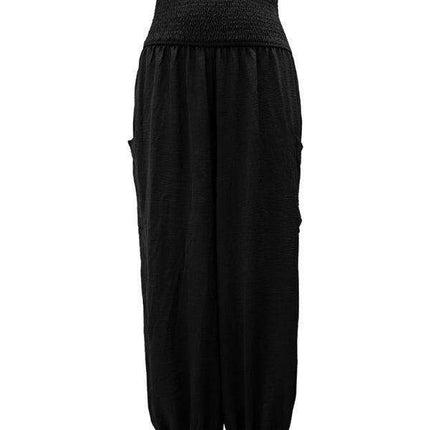 Chic High-Waisted Wide-Leg Trousers with Elastic Waistband for Women