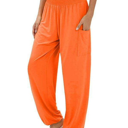 Chic High-Waisted Wide-Leg Trousers with Elastic Waistband for Women