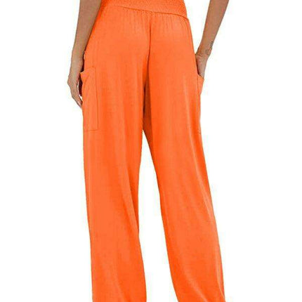 Chic High-Waisted Wide-Leg Trousers with Elastic Waistband for Women