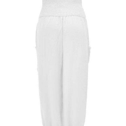 Chic High-Waisted Wide-Leg Trousers with Elastic Waistband for Women