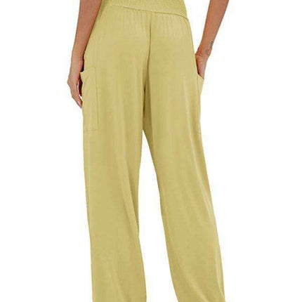 Chic High-Waisted Wide-Leg Trousers with Elastic Waistband for Women