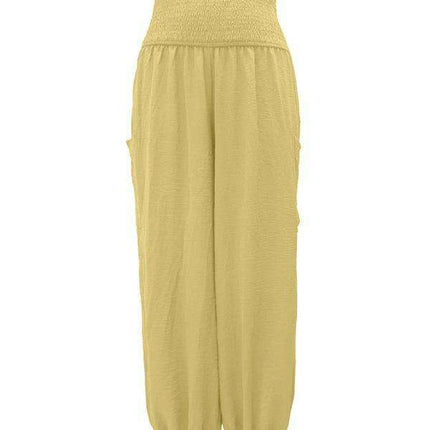 Chic High-Waisted Wide-Leg Trousers with Elastic Waistband for Women