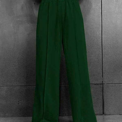 Leisurely Straight Leg Pants with Stretchy Waistband and Pockets