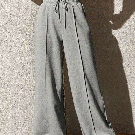 Leisurely Straight Leg Pants with Stretchy Waistband and Pockets