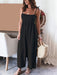 Women's High Waisted Solid Color Suspender Sleeveless Smocked Jumpsuit