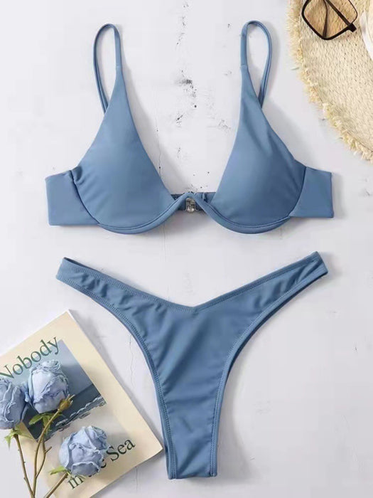 New sexy bikini solid color underwire swimsuit