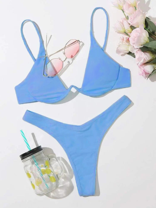 New sexy bikini solid color underwire swimsuit