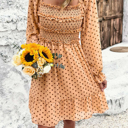 New spring and summer temperament casual polka dot dress