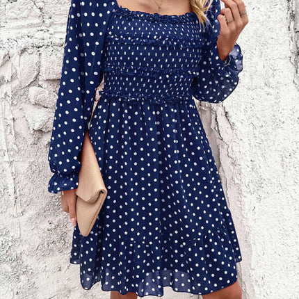 New spring and summer temperament casual polka dot dress
