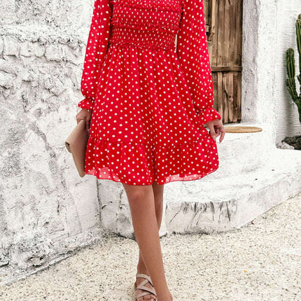New spring and summer temperament casual polka dot dress