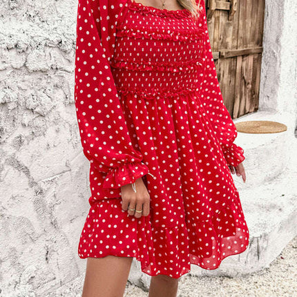New spring and summer temperament casual polka dot dress