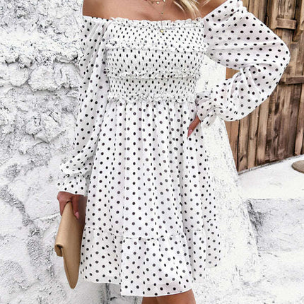 New spring and summer temperament casual polka dot dress
