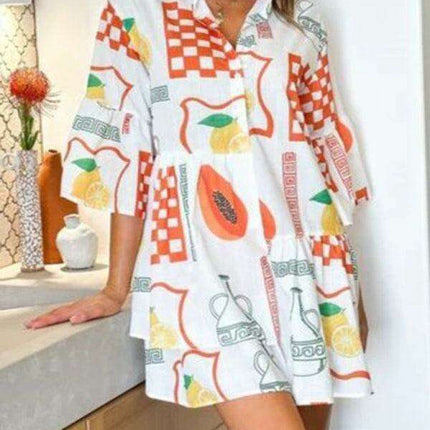 Bohemian-Inspired Midi Dress with Trumpet Sleeves