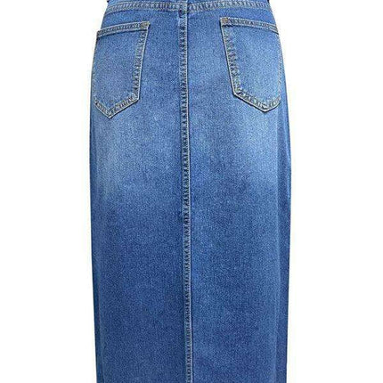 Trendy High-Waisted Denim A-Line Skirt with Slit - Your Must-Have for Spring and Summer