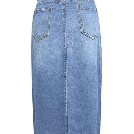 Trendy High-Waisted Denim A-Line Skirt with Slit - Your Must-Have for Spring and Summer