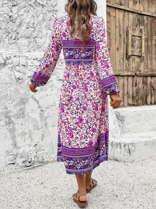 Resort Vibes Viscose Bohemian Long Sleeve Dress for Women