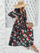 Floral V-neck Hollow Printed Dress - Women's Chic Holiday Attire