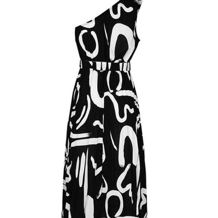 Women's new letter print off-shoulder dress