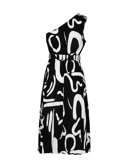 Women's new letter print off-shoulder dress