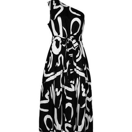 Women's new letter print off-shoulder dress