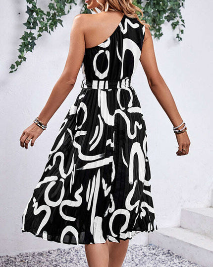 Women's new letter print off-shoulder dress