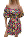 Off-Shoulder Ruffle Print Dress for Women