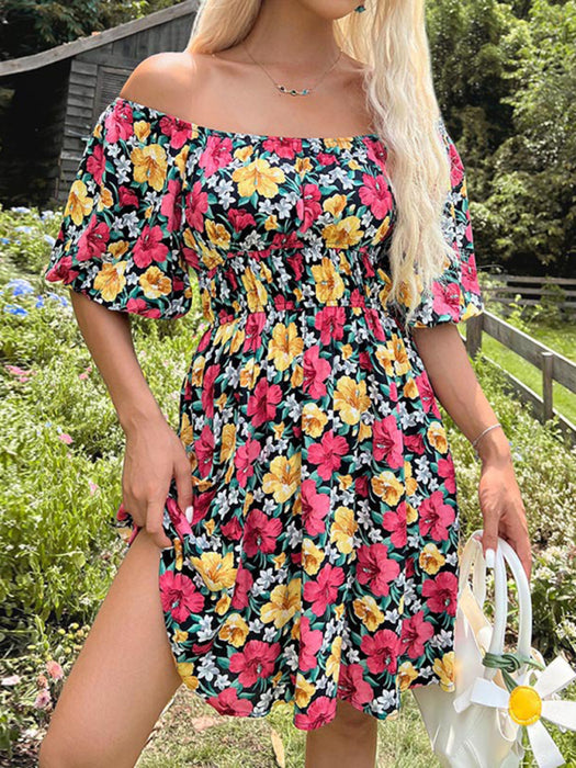 Summer Vibes Off-Shoulder Printed Dress - Women's Fashion