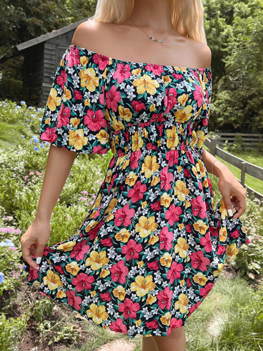 Summer Vibes Off-Shoulder Printed Dress - Women's Fashion