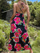 Blossom Charm Backless Suspenders Dress - Women's Romantic Floral Print Attire