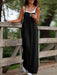 Solid Color Wide Leg Jumpsuit with Adjustable Suspenders