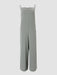 Versatile Solid Color Wide Leg Jumpsuit with Suspender Straps
