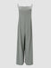 Solid Color Wide Leg Jumpsuit with Adjustable Suspenders