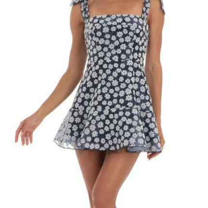 New fashion floral mesh suspender dress