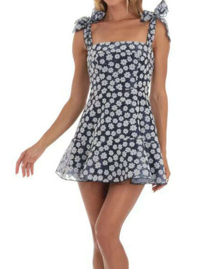 New fashion floral mesh suspender dress