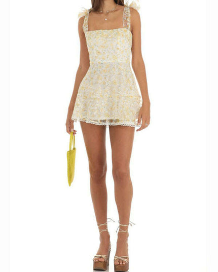 New fashion floral mesh suspender dress