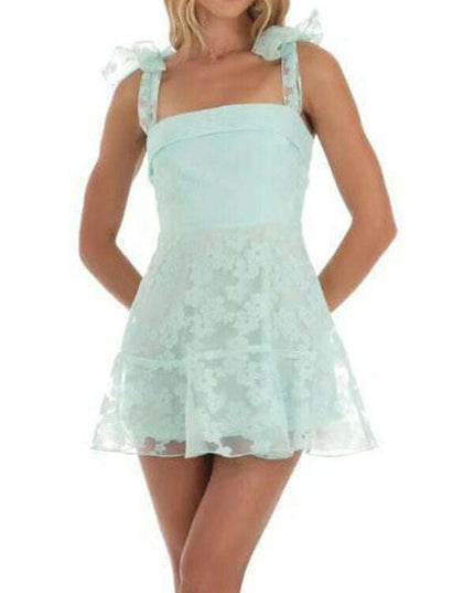 New fashion floral mesh suspender dress