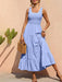 New suspender skirt pleated stitching A-line large hem dress