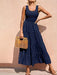 New suspender skirt pleated stitching A-line large hem dress